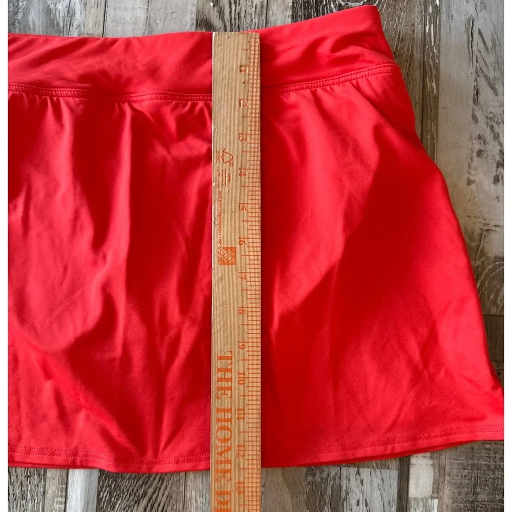 Lands' End Tummy Slimming Swim Skirt Built-in Brief Size 6‎ Red Swimwear Stretch
